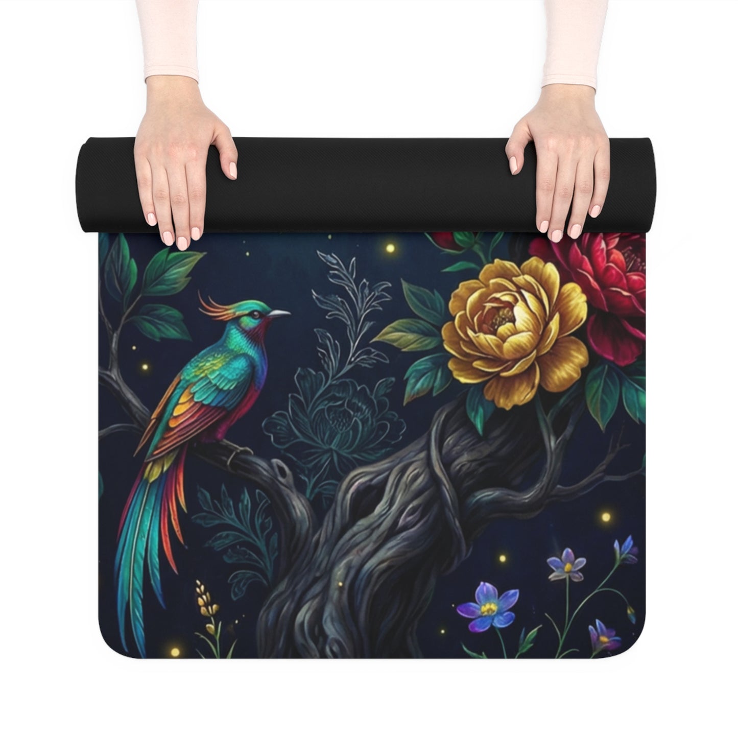 Floral Parrot Rubber Yoga Mat