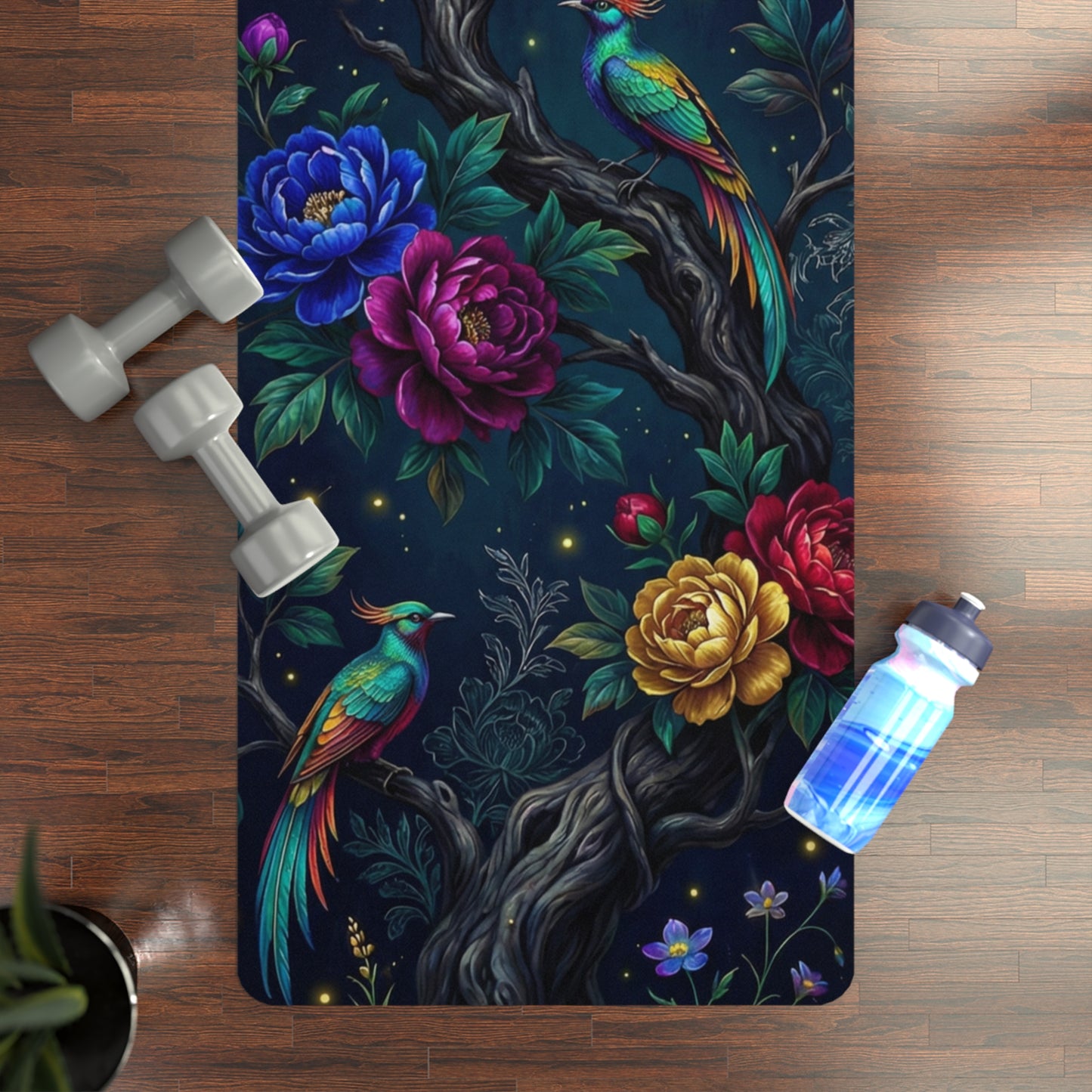 Floral Parrot Rubber Yoga Mat