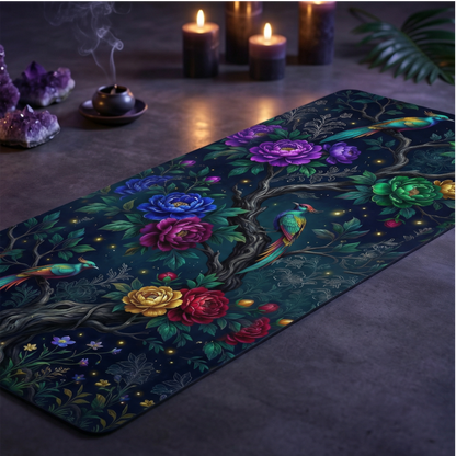 Floral Parrot Rubber Yoga Mat
