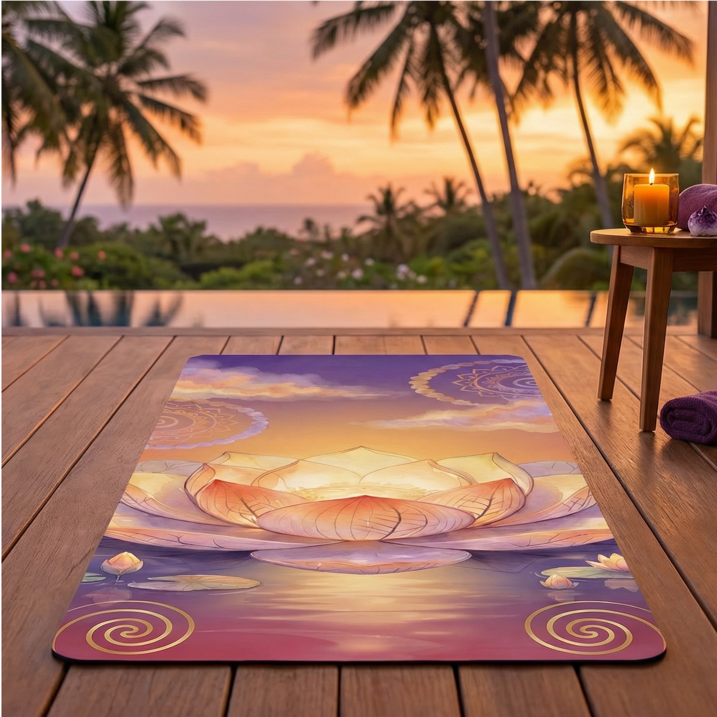 Lotus Sunrise Rubber Yoga Mat